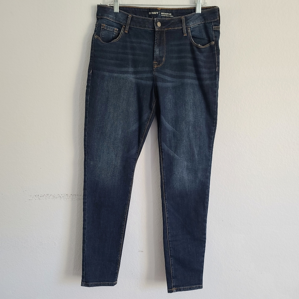Old Navy Rockstar Mid-Rise skinny  Jeans medium wash size 14 Long